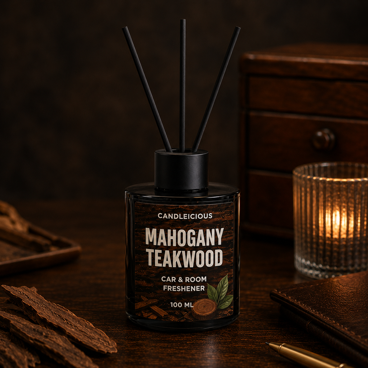 Mahogany Teakwood reed diffuser, 100 ML