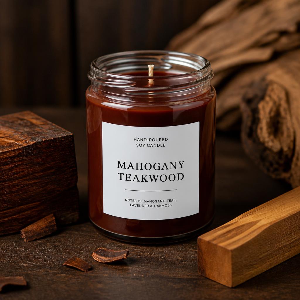Mahogany Teakwood soy candle