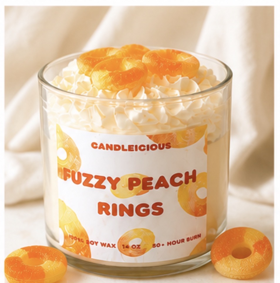 Fuzzy Peach Rings soy candle
