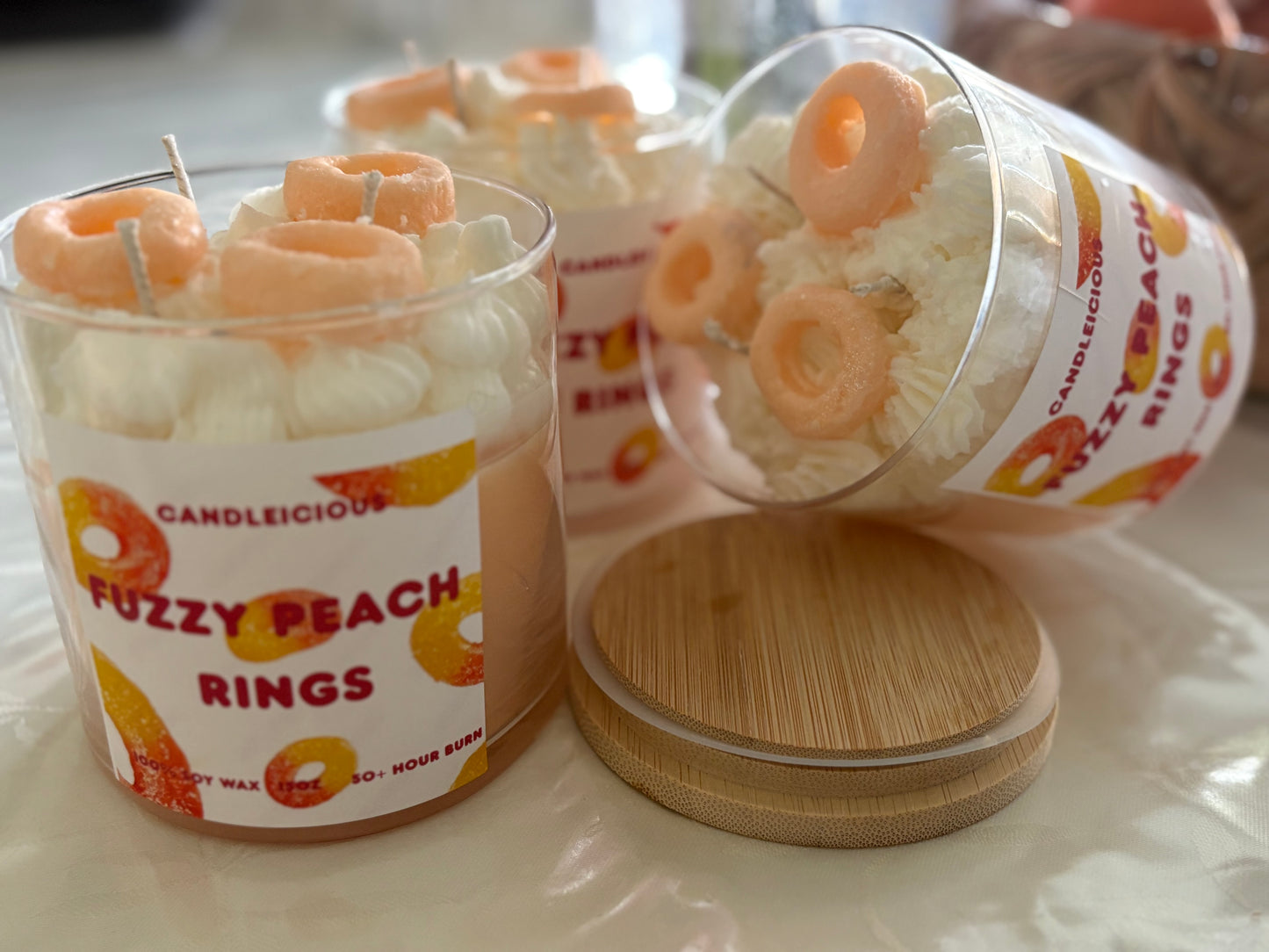 Fuzzy Peach Rings scented Candle